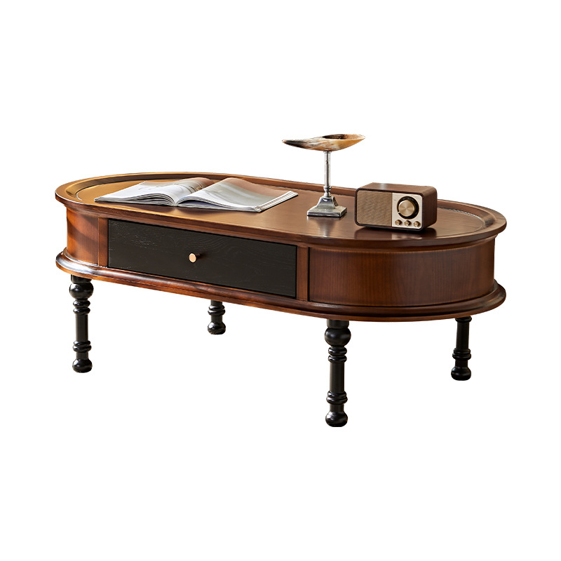 Meja Kopi Oval Kayu Solid Mewa - Vintage Coffee Equipment ulasan dan harga